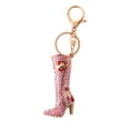 thumbnail image 1 of Bota larga rosa con llavero a la moda para mujer con diamantes de imitación, 1 of 2