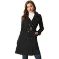 thumbnail image 1 of Gabardina para Mujer con Solapa Abrido de Gamuza Sintético con Doble Botonadura Negro M, 1 of 5