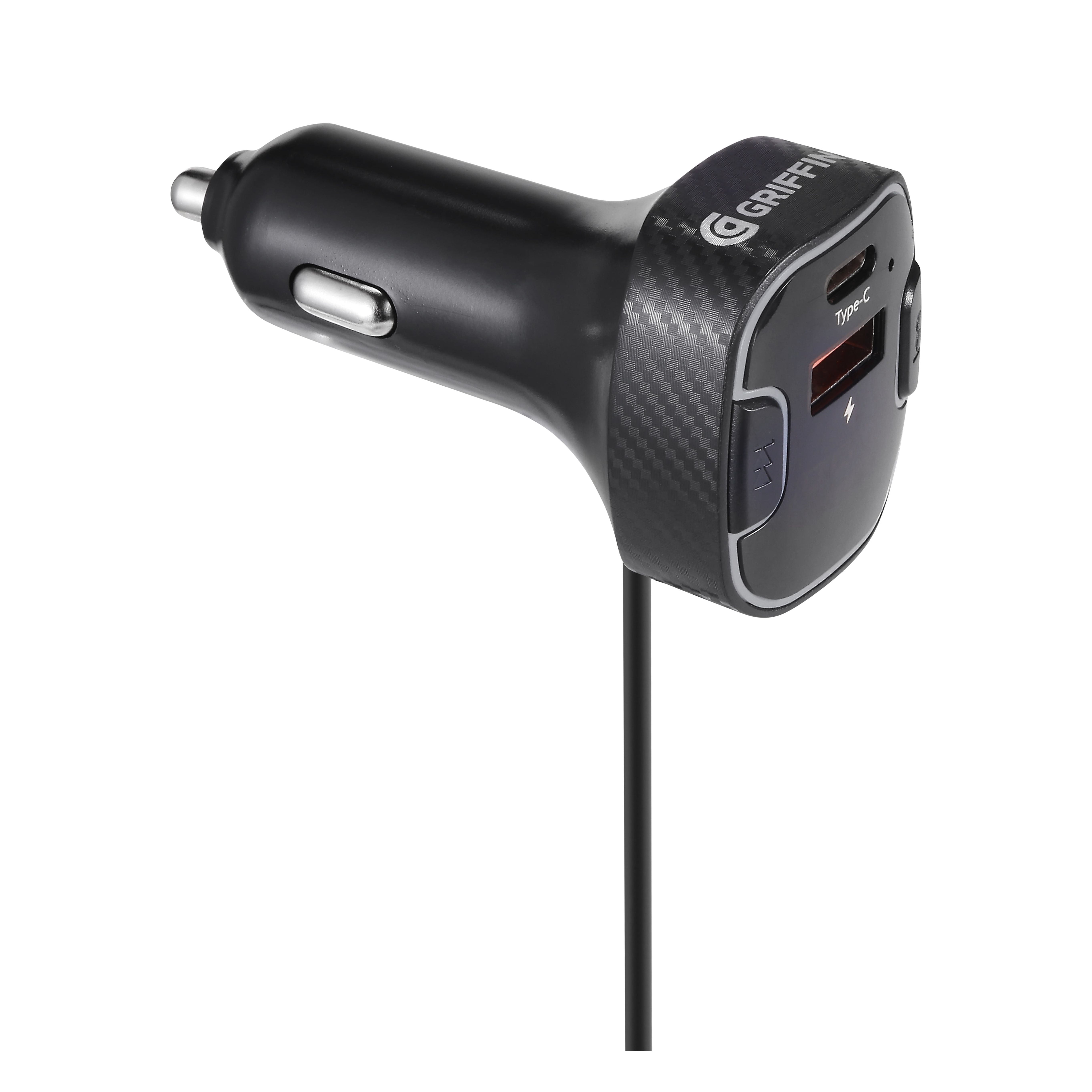 Griffin Wireless FM Transmitter with Backseat Charging Hub - Bluetooth, Fast Charging, Universal Compatibility, Car Charger, USB Ports, Smartphone Charger, Car Audio Adapter
