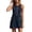 A40-Navy, variant on Women's Sleeveless Mini Dress Round Neck Contrast Trim Henley Button Front with Pockets Casual Shift Dresses