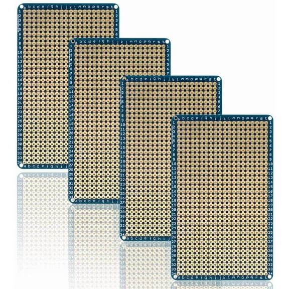 Treedix 4 pcs Solderable BreadBoard Universal Board PCB Prototype Shield Board Double Sided Tinned Gold Plated Holes Compatible with Arduino Kit Raspberry Pi Shield Prototyping and Testing