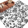 thumbnail image 2 of Black Flower Area Rug 5x8 FT, Non Slip Bedroom Throw Carpet, Vintage Farmhouse Boho Leaf Spring Plant Washable Soft Floor Carpet Non-Shedding Rug for Living Room Nursery Dorm Office, 2 of 9