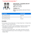 thumbnail image 2 of Brake Pad Set - Compatible with 2017 Toyota Prius Prime, 2 of 2