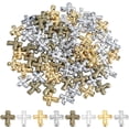 thumbnail image 1 of 80 cuentas espaciadoras pequeñas de oro, surtidas, de aleación de metal, de estilo tibetano, para crucifijo y rosario., 1 of 9