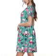 thumbnail image 2 of Logiee Excavator Print Womens Summer Dress,Casual Short Sleeve Sundresses,Beach A-line Shift Dress with Pockets, 2 of 6