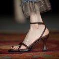 thumbnail image 4 of Sandalias de tacón alto con punta cuadrada y tiras en el tobillo de piel sintética de nuevo diseño 2022, zapatos casuales de tacón alto para mujer, 4 of 4