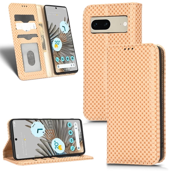 Nalacover for Google Pixel 7 6.3 inch Wallet Case,Luxury 360 Protection PU Leather Anti-Scratch Hidden Magnetic Closure Flip Folio Kickstand Credit Card Slots Shockproof Phone Cover,Beige