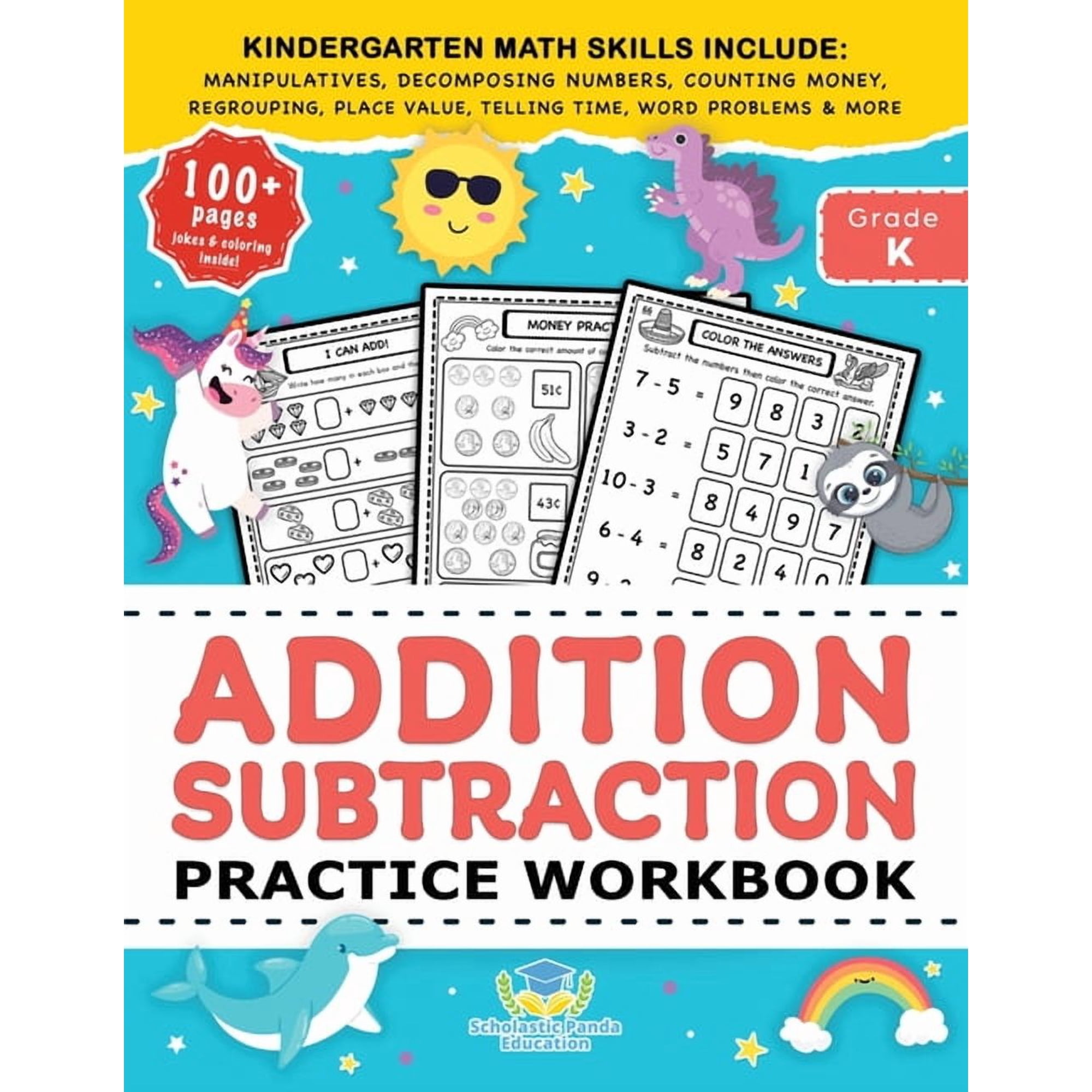 Coloring Books for Kids Addition Subtraction Practice Workbook: Kindergarten Math Workbook Age 5-7 Homeschool Kindergarteners and 1st Grade Acti, (Paperback)