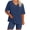 Blue, variant on Plus Size Women's Casual V Neck Short Sleeve Button Up Shirt and Drawstring Shorts Set Summer Loungewear Pajama Sets, Blue 4XL