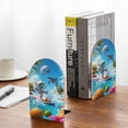 thumbnail image 5 of Naloa Astronaut Tropical Dolphin 2 Pcs Bookend Large Capacity Office Book Ends for Home Office Library School Study Decoration, 5 of 8
