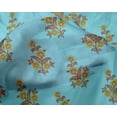 thumbnail image 4 of oneOone Silk Tabby Aqua Blue Fabric Leaves & Flower Floral Dress Material Fabric Print Fabric By The Yards 42 Inches Wide, 4 of 4