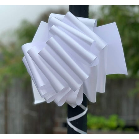 White Pull Bows Bulk Pack – 8” Wide, Set of 100, Christmas, Wedding Decor, Reception, Event Decoration, Birthday, Big Bows for Trees, Posts, Fences, Gates