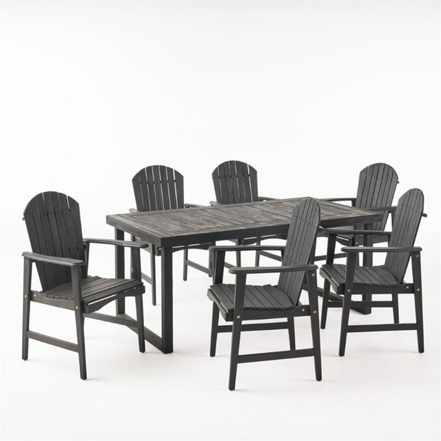 Noble House Ensemble de Salle à Manger Adirondack Extérieur 7 Pcs en Gris Foncé