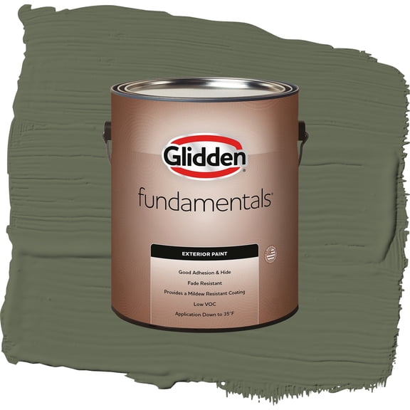 Glidden Fundamentals All About Olive / Green, Satin Exterior Paint, 1 Gallon