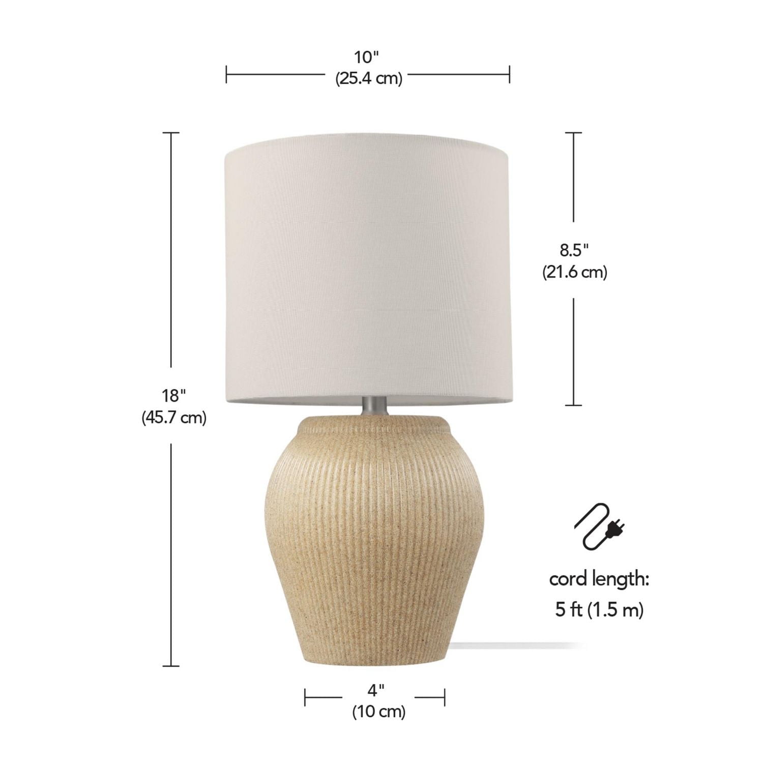 Lampe de table en céramique de 18 po beige/abat-jour lin blanc