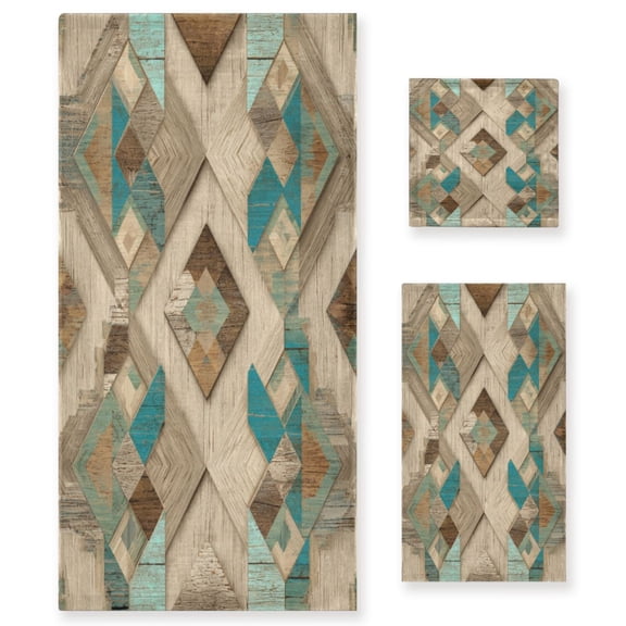 3 Piece Bath Towels Set Bath Towel, Hand Towel and Face Towel for Bathroom, Gym, Hotel Natural Abstract Shapes