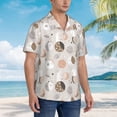 thumbnail image 5 of Balery Rabbit In Space Print Men's Hawaiian Shirts Short Sleeve Beach Shirt Relaxed Fit Vacation Button Down Shirts-Small, 5 of 9