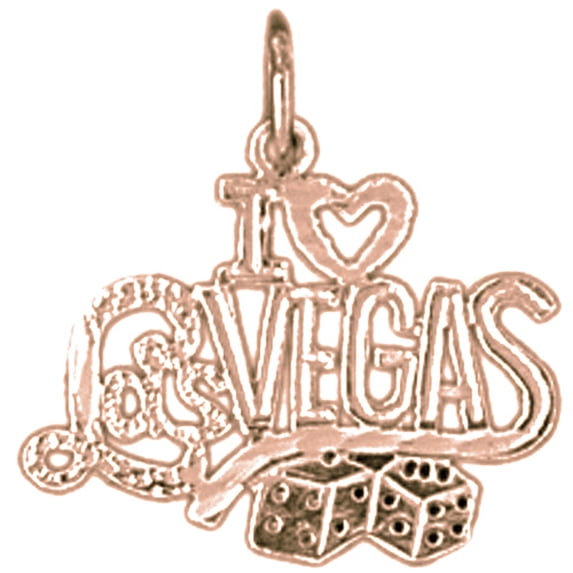 14K Rose Gold I Love Las Vegas Pendant - 18 mm