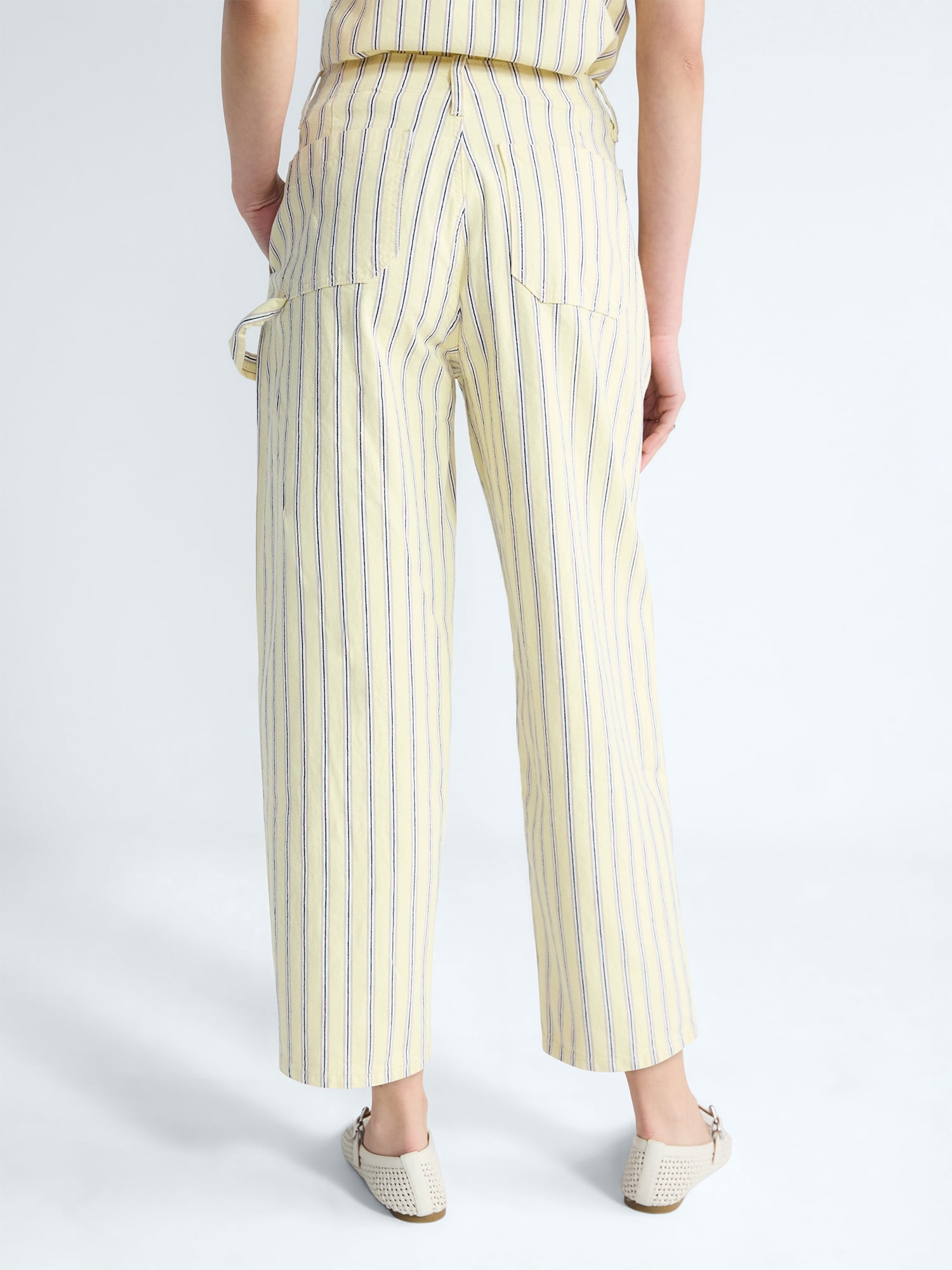 Free Assembly Women's Striped High Rise Cropped Barrel Jeans, 26" Inseam, Sizes 0-16