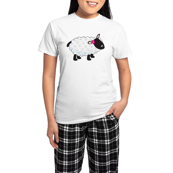 CafePress - Little Lamb Women's Light Pajamas - Women's Short Sleeve Print T-Shirt and Pants Light Cotton Pajama Set