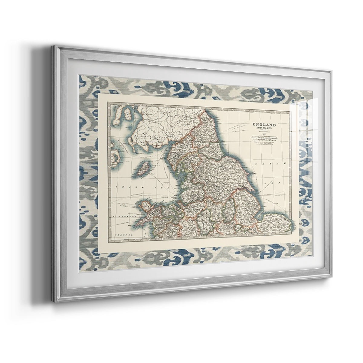 Bordered Map of England & Wales Premium Framed Print - Ready to Hang