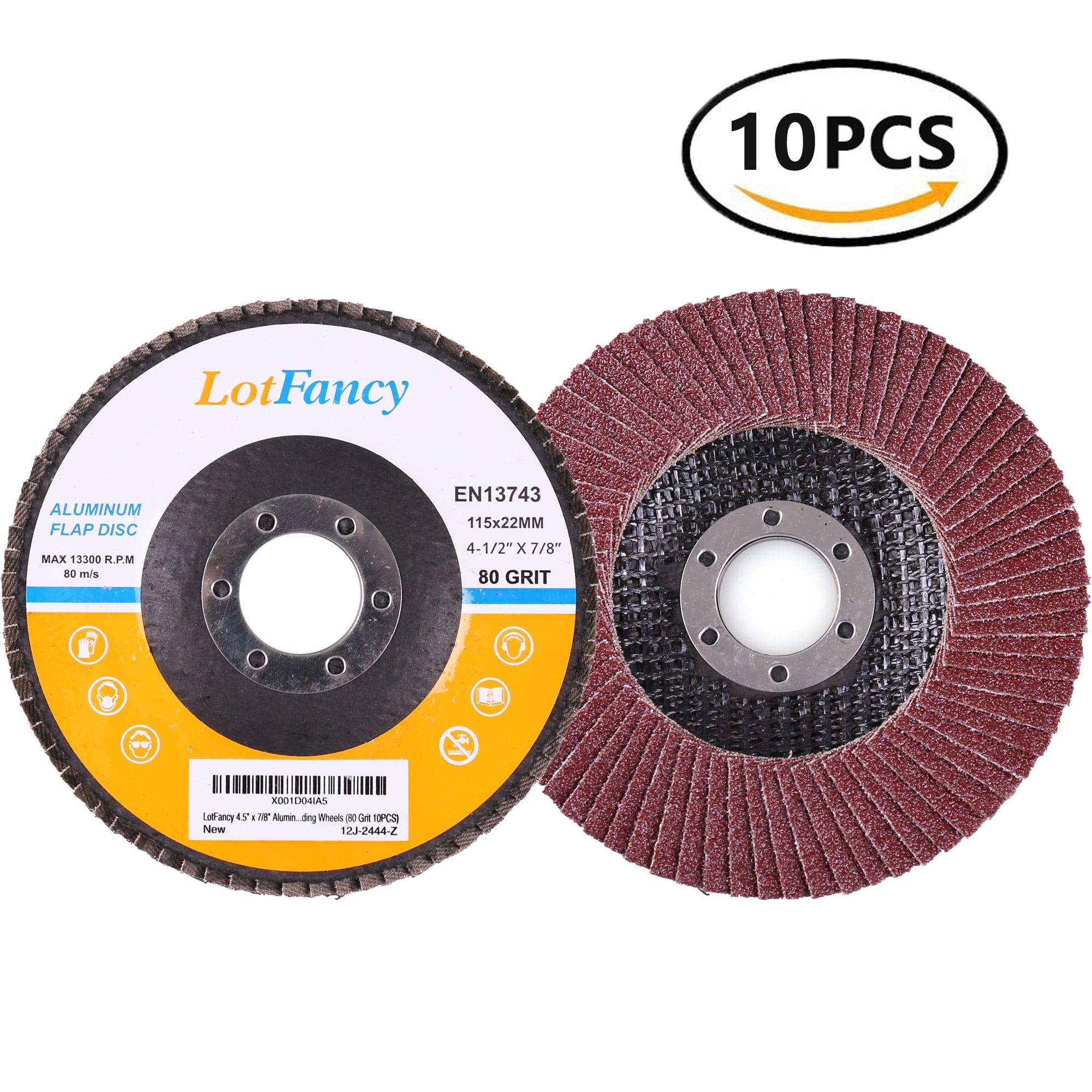 Random Products 4 1//2 x 7//8 Type 27 Zirconia Flap Disc 10 Pack 60 Grit