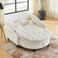 thumbnail image 3 of MIKIBAMA 57" Beige Polyester Oversized Curved Chaise Lounge with USB Charging Port and Ottoman for Living Room Bedroom, 3 of 7
