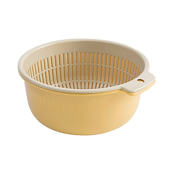 Clearance! Ikeay Drain Rack, Drain Basket Double Layer Household Washing Fruits and Vegetables Hollow Storage Basin Kitchen Multifunctional Storage Basket