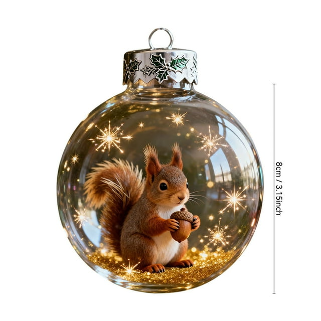 Snowflake Ball Pendant Ornament With Glass Sphere And Metallic Top For Christmas Tree Decoration