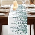 thumbnail image 3 of Table Runners 70 Inches Long Dress Scarves, Teal Green Eucalyptus Leaves Farmhouse Coffee/Dining/Kitchen Table Decor, Holiday Table Runner, Spring Plants Leaves Country 13x70 Inch, 3 of 9
