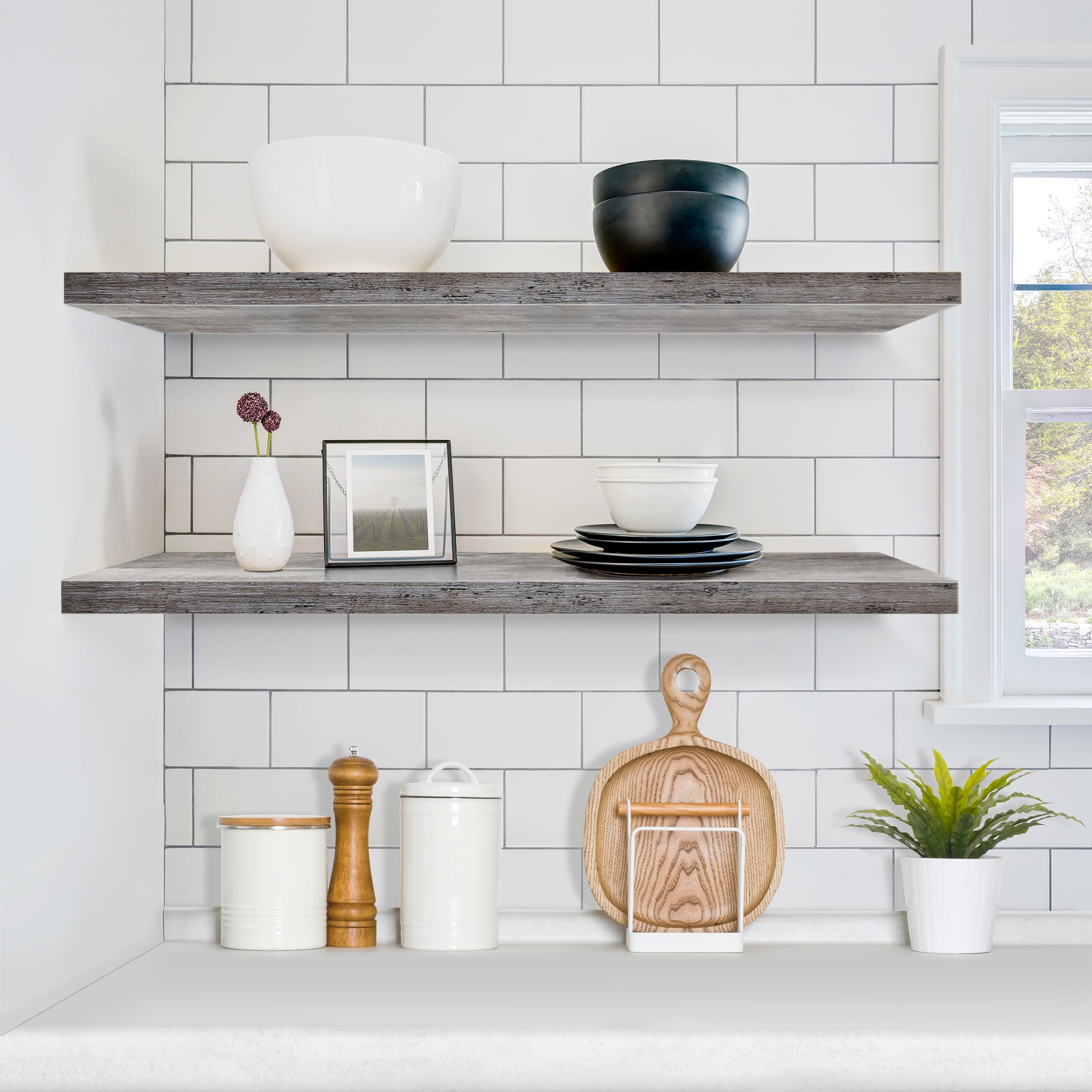 Sorbus 3-Pack 35"x9" Floating Wall Shelves for Bedroom, Kitchen, Bathroom, Home Décor, Gray