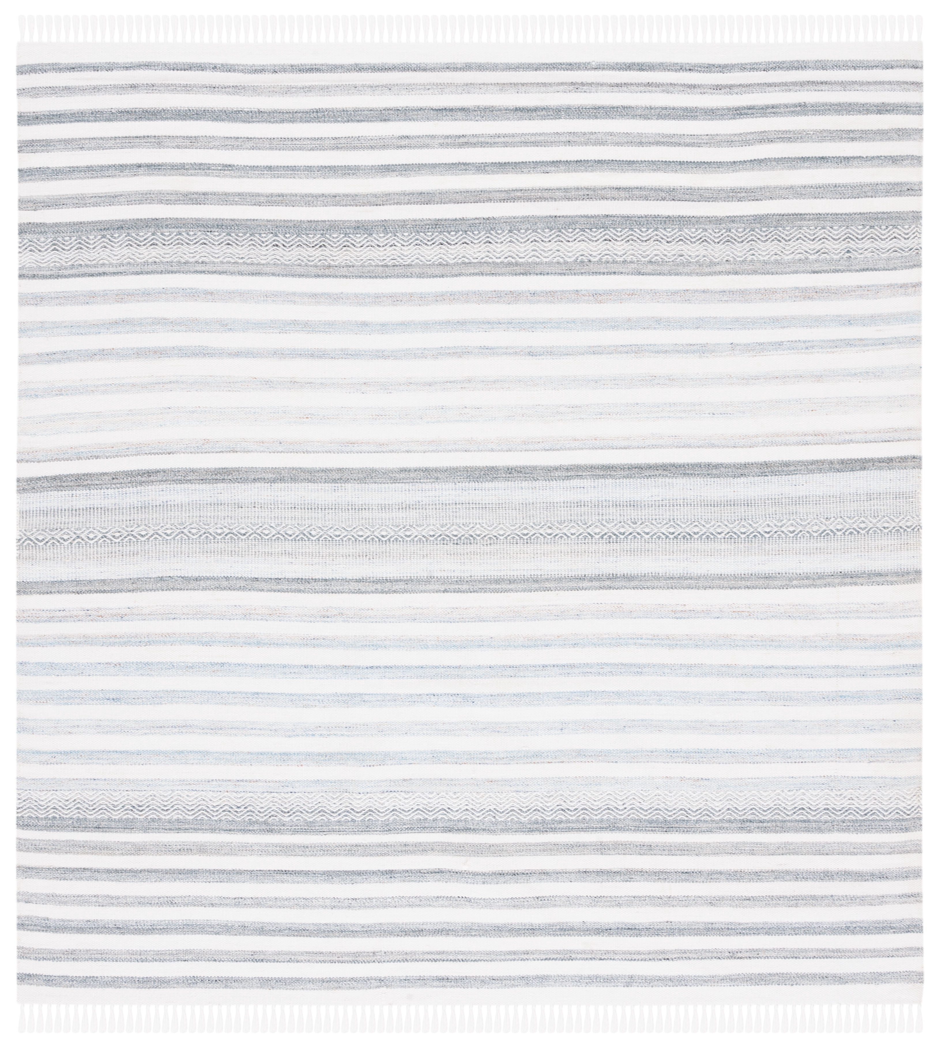 Safavieh Kilim Mckayla Striped Polyester Area Rug, Ivory/Light Blue, 6' x 6' Square
