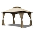 thumbnail image 5 of Domi Outdoor Living 10'x13'Patio Gazebo Outdoor Ventilation Double Roof Gazebo with Mosquito Netting for Patio,Lawn and Garden, Brown, 5 of 10