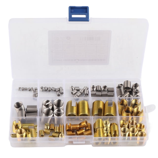 Slotted Inserts Thread Slotted Insert, 116Pcs Steel Wire Thread Inserts Combination Set Self Tapping Thread Insert , For Thread Repair Furniture For Soft Woods