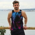 thumbnail image 6 of Gukieu Futuristic Purple Panther Print Men's Quick Dry Fitness Vest, Round Neck Sleeveless Fitness Bodybuilding Top-Medium, 6 of 7