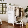 thumbnail image 3 of Homeiju Dresser with Hanging Rack, Reversible Dresser for Bedroom with 4 Drawers & Coat Rack & Side Pockets, Chest of Drawers with Clothes Rack, Kids Dressers for Bedroom, White, 3 of 9