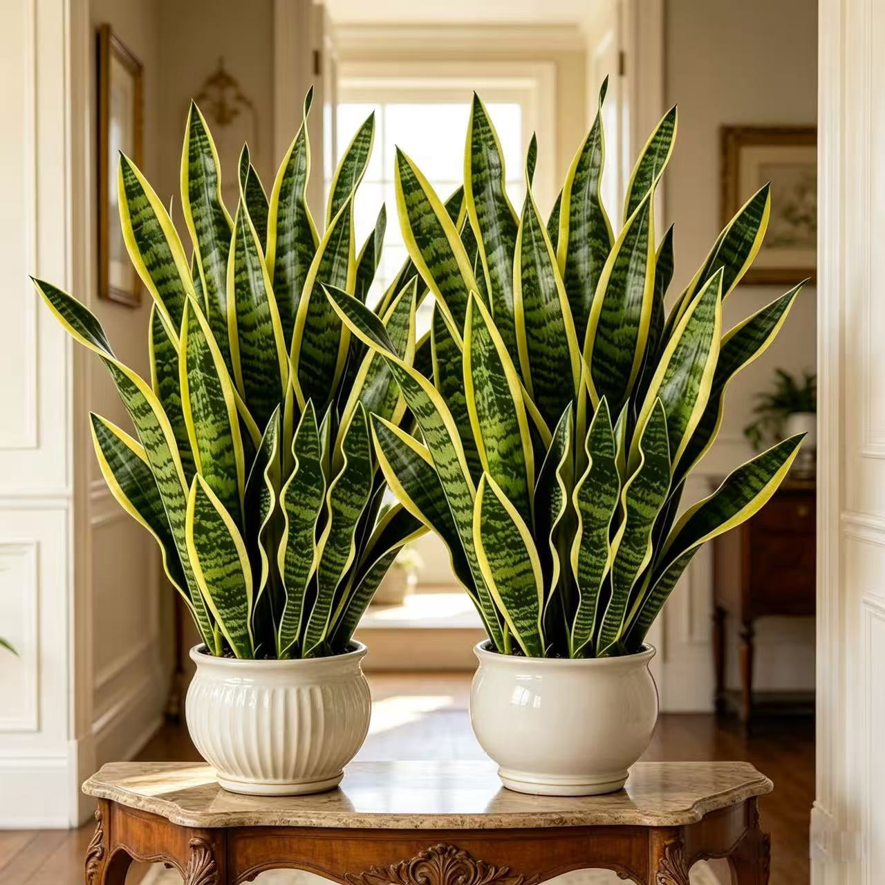 21 Inch Artificial Snake Plant, 2 Pack Faux Sansevieria Plants, UV Resistant Fake Snake Plant for Indoor Outdoor Home Decor