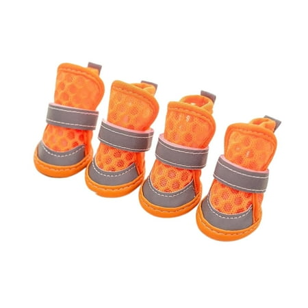 Harikaji Dog Shoes for Small Medium Dogs  Breathable Mesh Reflective Dog Boots  Dog Paw Protectors for All Seasons - Hot Pavement in Summer  Anti-Slip Dog Booties for Hiking and Walking Orange 2#