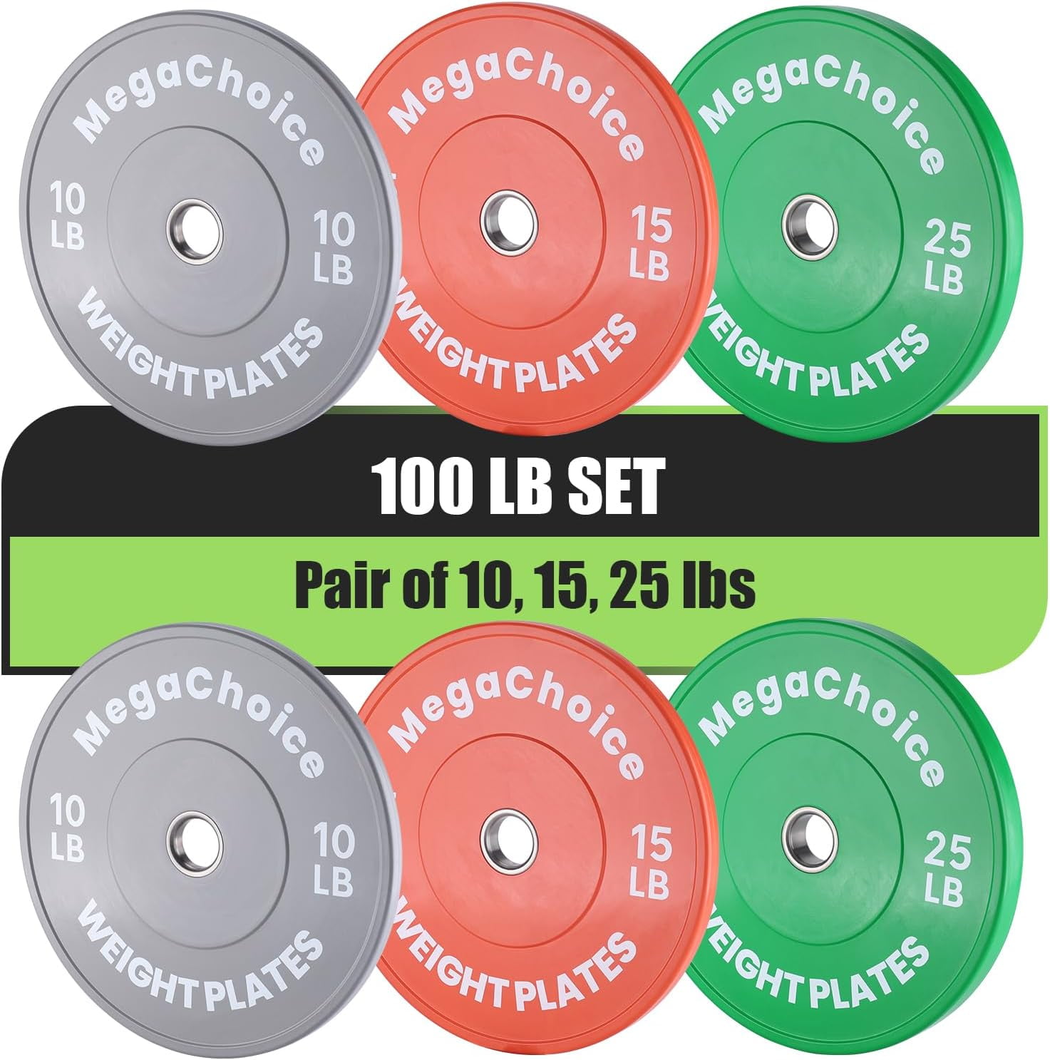 EVERYMATE Lot de plaques de poids noires de 2,3 kg – Plaques de pare-chocs olympiques pour entraînement croisé – Plaques de poids en acier pour entraînement de force