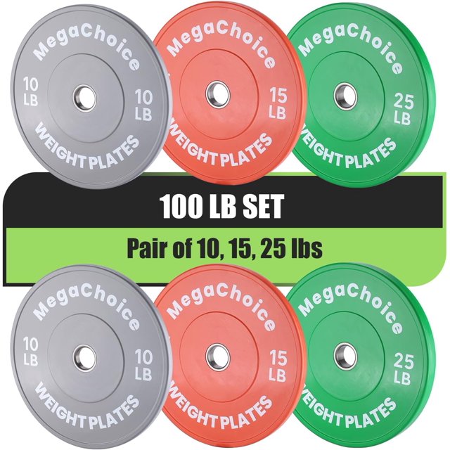 Colored Bumper Plates, Olympi-c Weight Plates Set, Rubber Bumper Weights Plate with 2 Inch Steel Insert for Barbell, Standard Strength Training Plates for Weightlifting, Single, Pair
