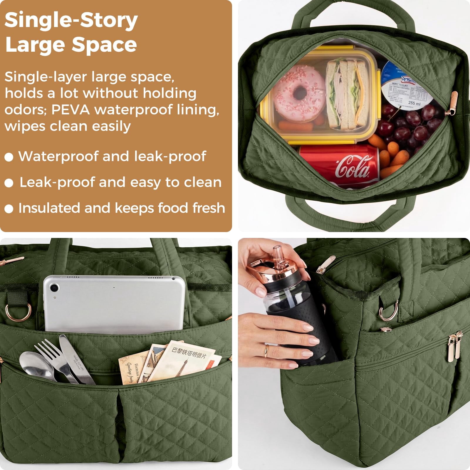 Extra-large Lunch Bag  Box Insulated For Women Tote Soft Cooler Work Outdoor Picnic Trips