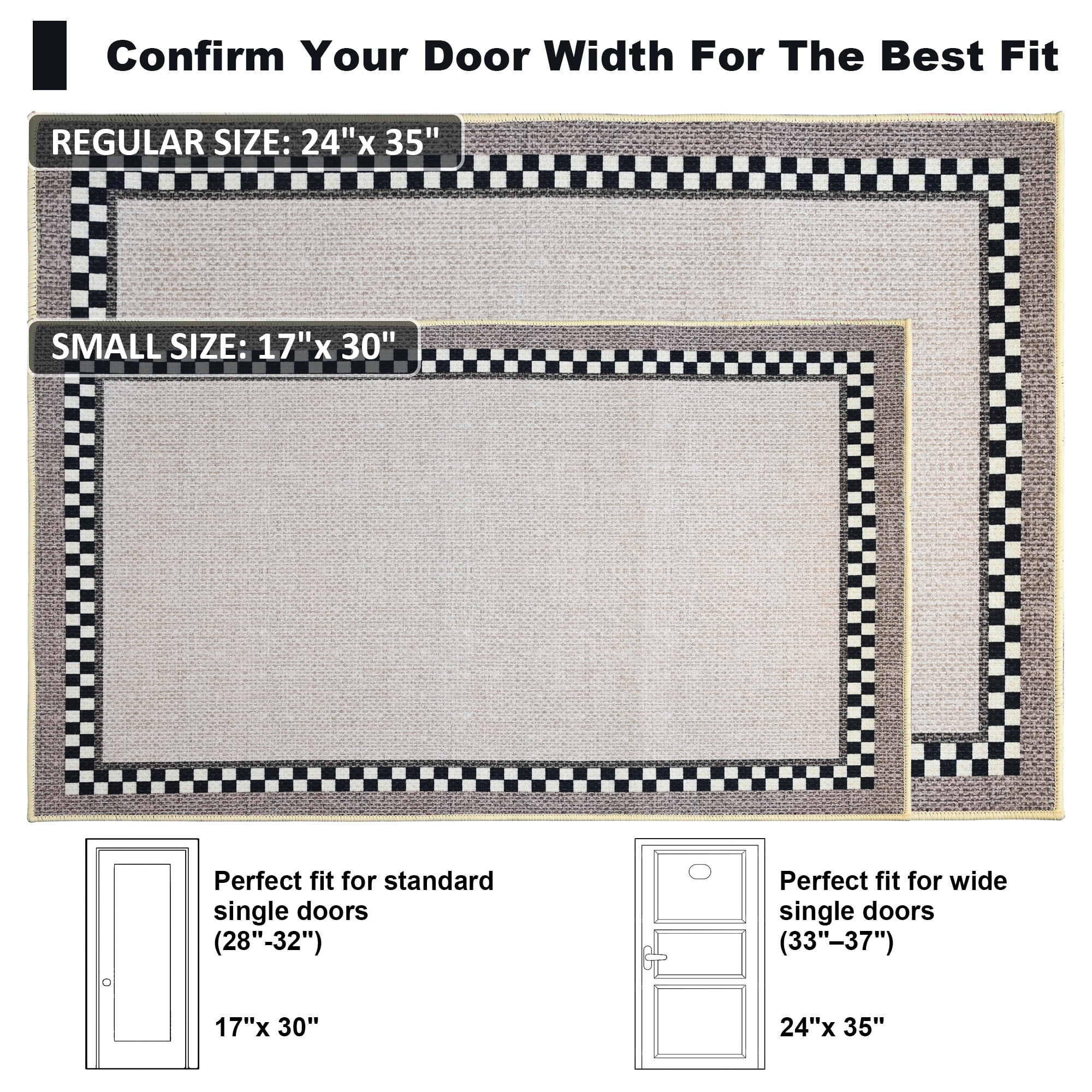 Vaparinckl Door Mat, Non Slip 17"x30" Front Indoor Doormat, Welcome Mat for Inside, Absorbent Rubber, Low Profile Dirt Trapper outdoor Rug For Entryway & Outside Entrance, Beige