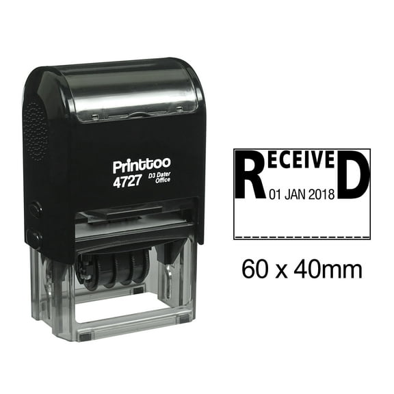 Printtoo Self Inking Dater Stamp With Received Text Office Stationery Date Rubber Stamp-Black