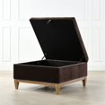 thumbnail image 3 of Knox 35" Square Storage Cocktail Ottoman Deep Brown Performance Velvet, 3 of 13