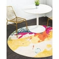 thumbnail image 1 of Unique Loom Estrella Collection, Abstract, Bright Colors, Modern Area Rug, 6 0 x 6 0 Round, Beige/Yellow, 1 of 6