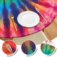 thumbnail image 4 of Colorful Rainbow Tie Dye Spiral Pattern Round Fitted Tablecloth with Elastic Edge,Dining Table Cover Waterproof,Outdoor Round Tablecloth for Camping,Dining,Indoor and Outdoor, 4 of 7