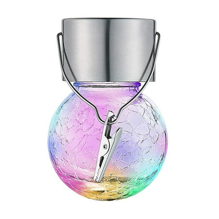 

LED Solar Lamp Cracked Glass Ball Hanging Lights Waterproof Garden Decor