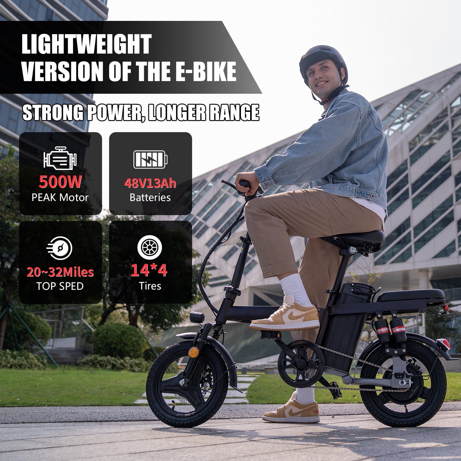 Electric Bike for Adults,  Electric Bicycle with 48V Removable Battery,14" Folding Ebike, 20MPH,30+ Miles(MAX),500W High Motor,Multi-Shock Absorption,UL 2849,Commuting Mini E Bikes