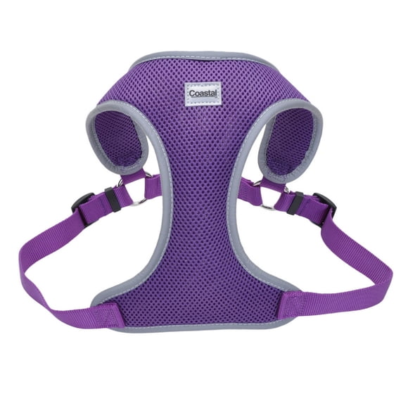 Arnés para perros Coastal ajustable, suave y reflectante, morado, 1,6 x 40,5 a 48 cm