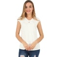 thumbnail image 1 of INSPIRE CHIC Blusa De Negocios Oficina Sin Mangas Con Escote V Plisado Top Para Mujer Blanco L, 1 of 6